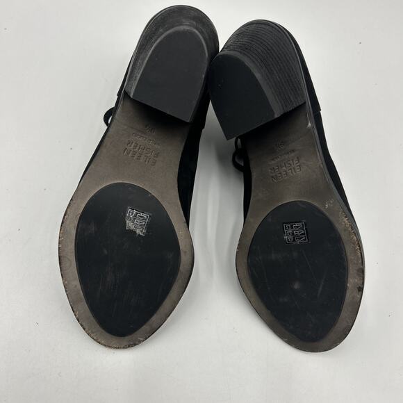 EILEEN FISHER James Strappy SAVY Sandal BOOT BLOCK BLACK NUBUCK 9.5 - Picture 8 of 11